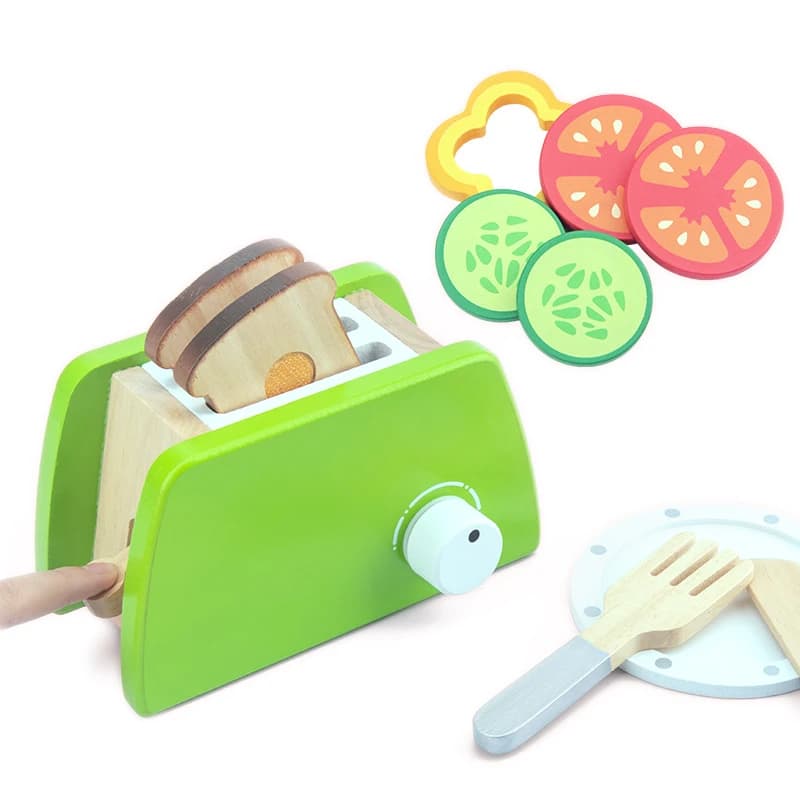 DIY Wooden Kitchen Toy Pretend Play Simulation Model Set Coffee Machine Cooking Educational Toys Gift For Children Kids Girls - 4