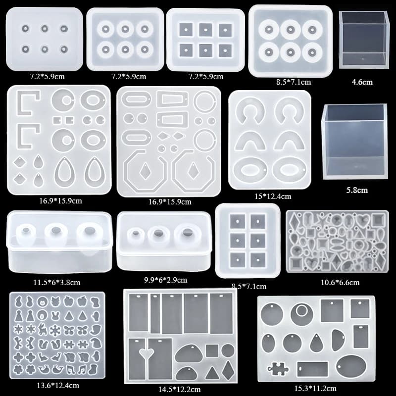 16 Styles Epoxy Casting Molds Set Silicone UV Casting Tools Kits Resin Casting Molds For Jewelry Making DIY Earring Findings - 2