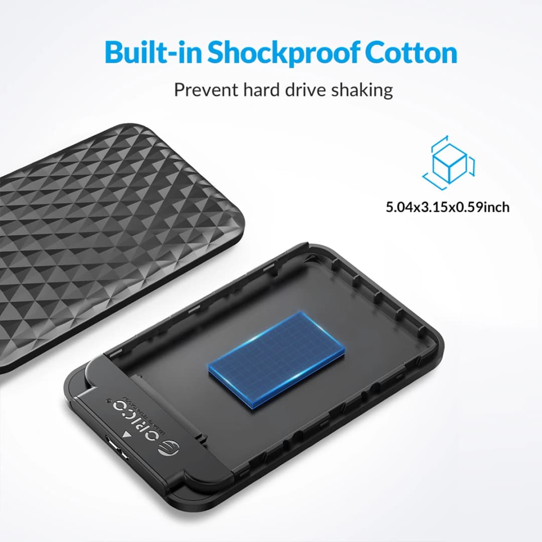 علبة ORICO الخارجية لأقراص HDD مقاس 2.5 بوصة، واجهة USB 3.0 إلى SATA بسرعة 5 جيجابت/ثانية، متوافقة مع أقراص SATA بسماكة 7-9.5 ملم لأجهزة الكمبيوتر - 4
