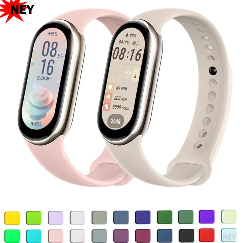 أسورة رياضية لشاومي Mi Band 8-9 NFC، استبدال Miband9/8، سوار سيليكون مقاوم للماء، حزام ذكي، إكسسوارات Mi Band 9
