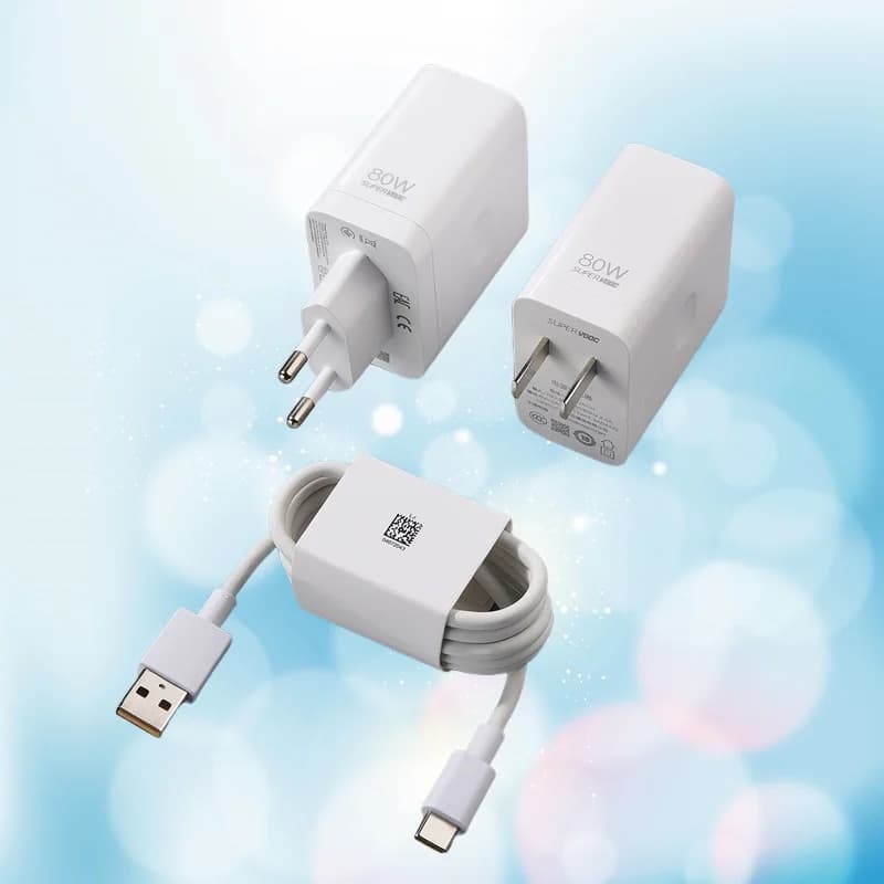 شاحن ريالمي سوبر فووك 80 واط محول شحن سريع EU/US كابل Type C لريال مي 15 14 13 P4 P3 P2 نارزو 80 برو نيو 7 6 Se أوبو
