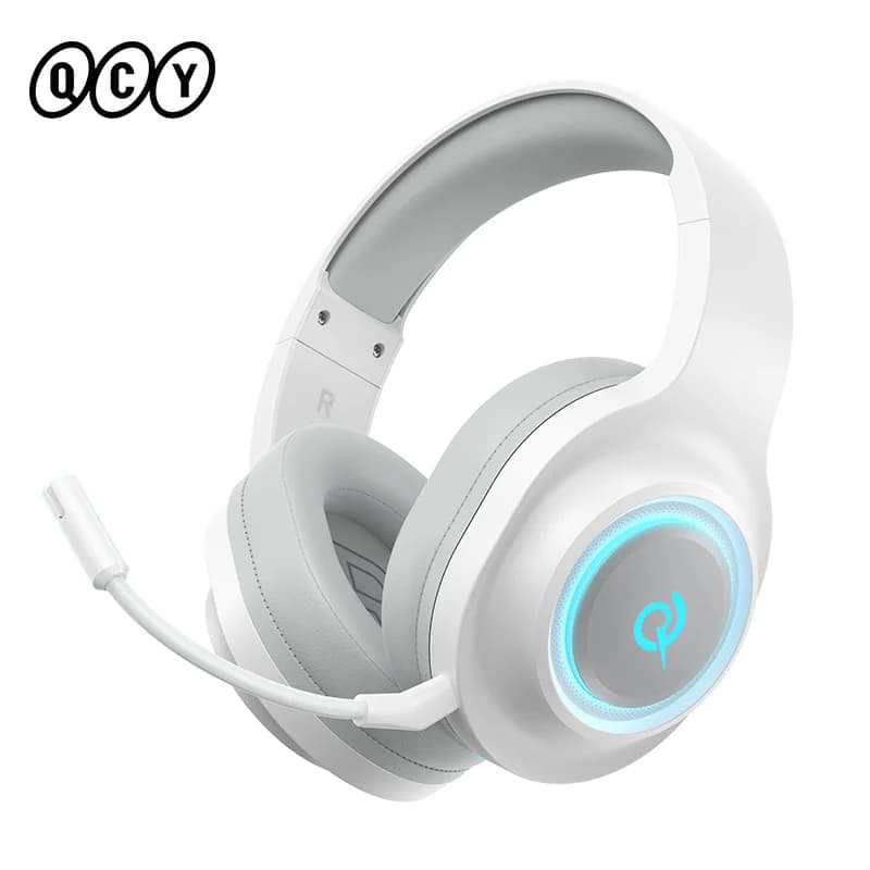 سماعات رأس QCY Heroad V200 للألعاب بلوتوث 6.0 مع ميكروفون 50 ملم مشغل صوت محيطي 7.1 RGB سماعات فوق الأذن للكمبيوتر المحمول PS4/5