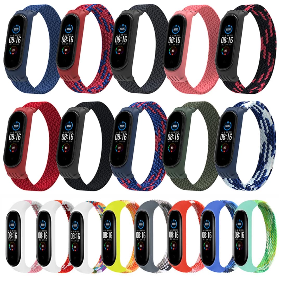 حزام سولو مُضفر لجهاز Xiaomi Mi Band 7، سوار Nylon NFC، حزام ذكي Miband6، متوافق مع Mi Band 7 و8 و6 و5 و4 و3