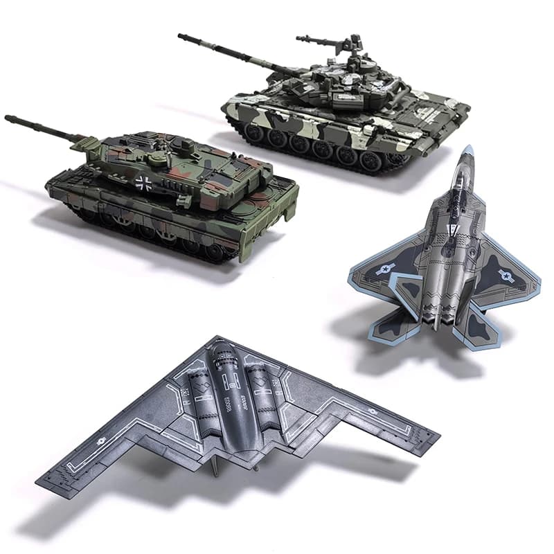 مجموعة مكعبات بناء عسكرية إبداعية: مقاتلات F-22 وF-14، دبابات ليوبارد 2A7 وM1A2 وT-90، هدية مثالية للأولاد - 3
