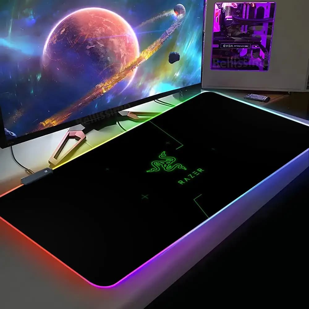 لوحة ماوس Razer XXL RGB إكسسوارات ألعاب HD للاعبين كبيرة إضاءة LED لوحات ماوس سجادة كمبيوتر شخصي مع إضاءة خلفية