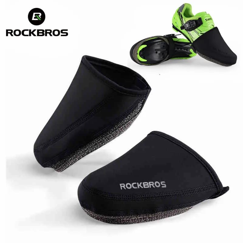 غطاء أحذية ركوب الدراجات من ROCKBROS مقاوم للرياح والتآكل من القماش للحفاظ على الدفء غطاء أحذية نصفي للدراجات الجبلية والطرق