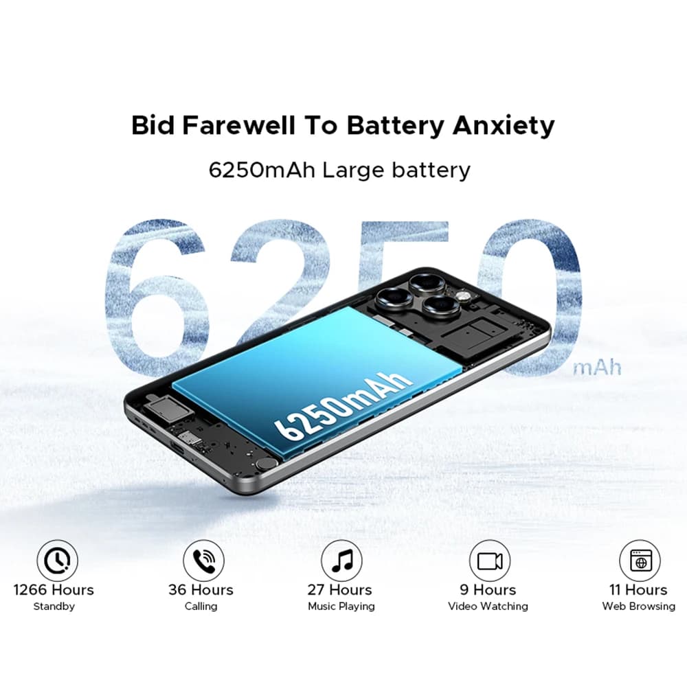 نسخة عالمية DOOGEE Note 58 ذاكرة وصول عشوائي 8 جيجابايت ذاكرة قراءة فقط 128 جيجابايت شاشة 6.75 بوصة HD+ معدل تحديث 90 هرتز IPS بطارية كبيرة 6250 مللي أمبير في الساعة NFC أندرويد 15 هاتف ذكي - 3