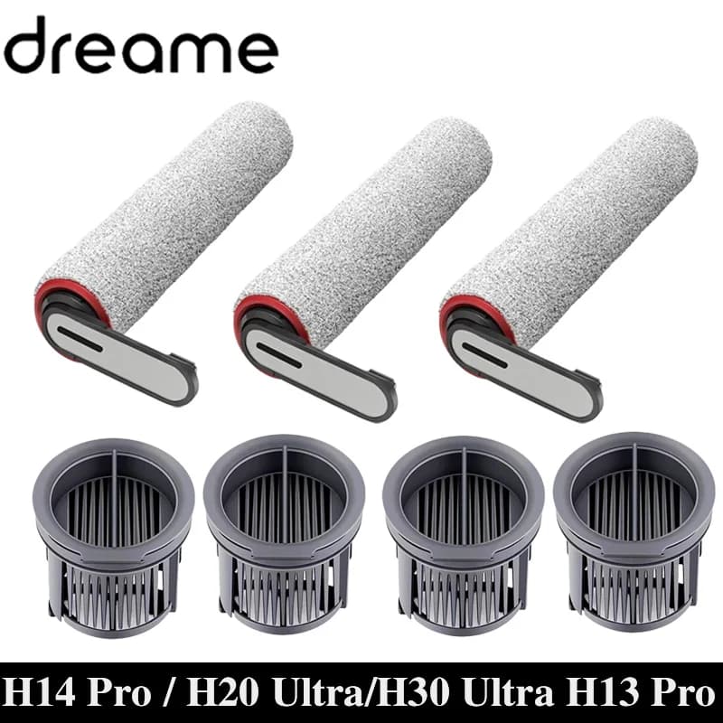 إكسسوارات مكنسة كهربائية Dreame H14 Dual / H14 Pro / H14 / H20 Pro Plus / H20 Ultra / H30 Ultra - فلتر Hepa وفرشاة دوارة