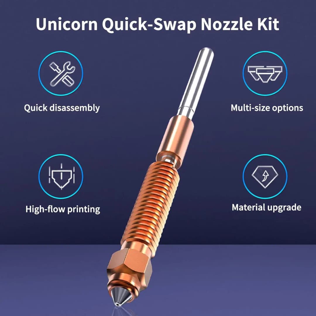 فوهة Creality K1 SE بأحجام 0.2/0.4/0.6/0.8/1.0 مم، فوهة استبدال سريع K1CUnicorn لطابعات K1 SE/K1/K1 Max/Ender 3 V3/3 V3 Plus ثلاثية الأبعاد - 2