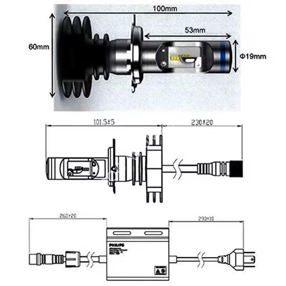Philips LED X-treme Ultinon H4 Car Headlight 6200K Bright White Lamp Power LED Original Upgrade High Low Beam 12953BW 12902LP,2x - 3