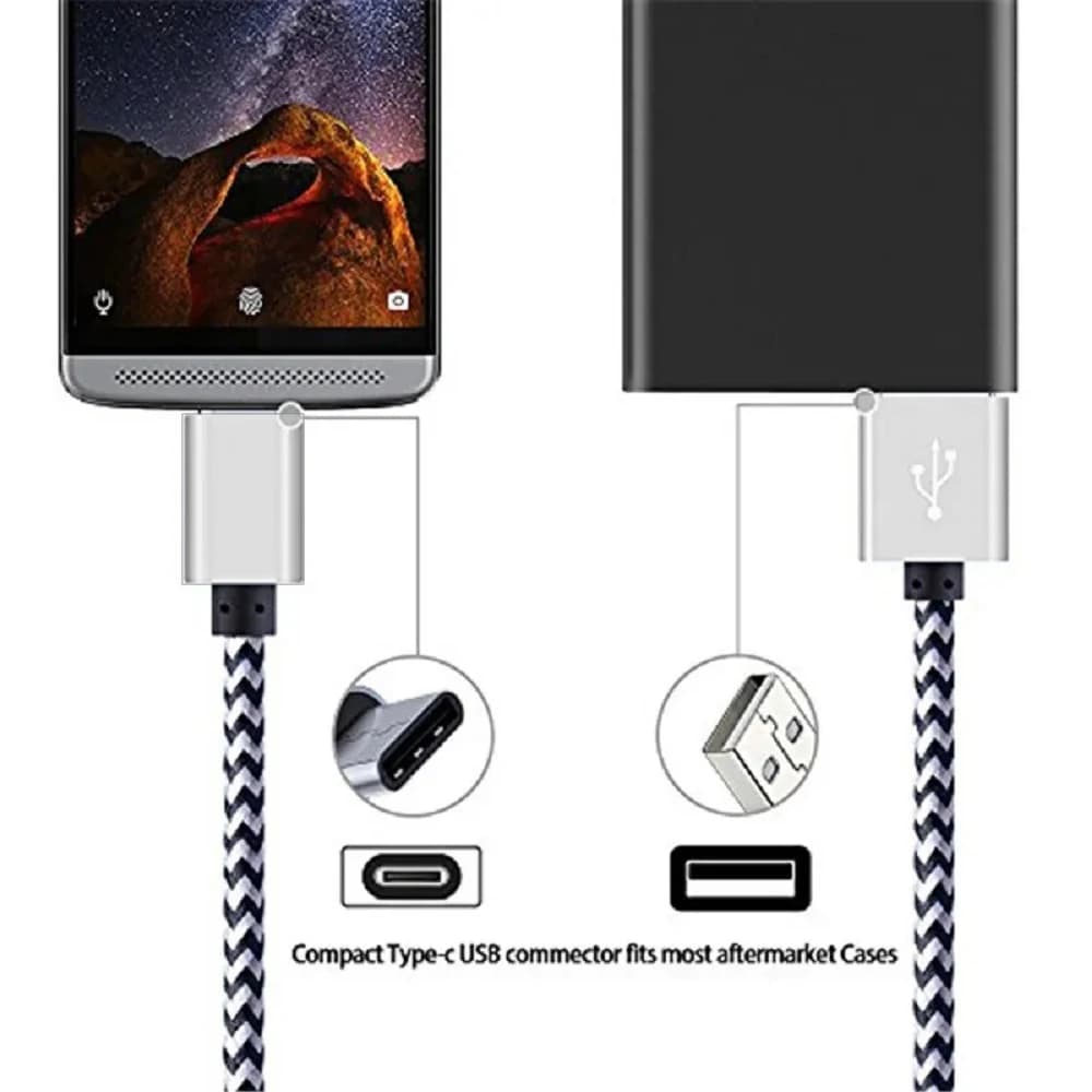 1-3 قطع كابل USB Type C شحن سريع شاحن بطارية سلك نيلون مضفر كابل بيانات شاحن هاتف محمول لهواتف Huawei وSamsung USB C - 5
