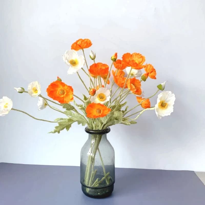 Artificial Flowers Fake Poppy Silk Flowers Long Stem Housewarming Garden Table Wedding DIY Party Wedding Bridal Bouquet Decor - 5