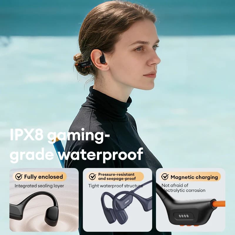 سماعة لينوفو S106 عظمية التوصيل مقاومة للماء IPX8 بلوتوث 6.0 مع ذاكرة مدمجة 32 جيجابايت سماعة رأس رياضية لاسلكية مع ميكروفون - 2