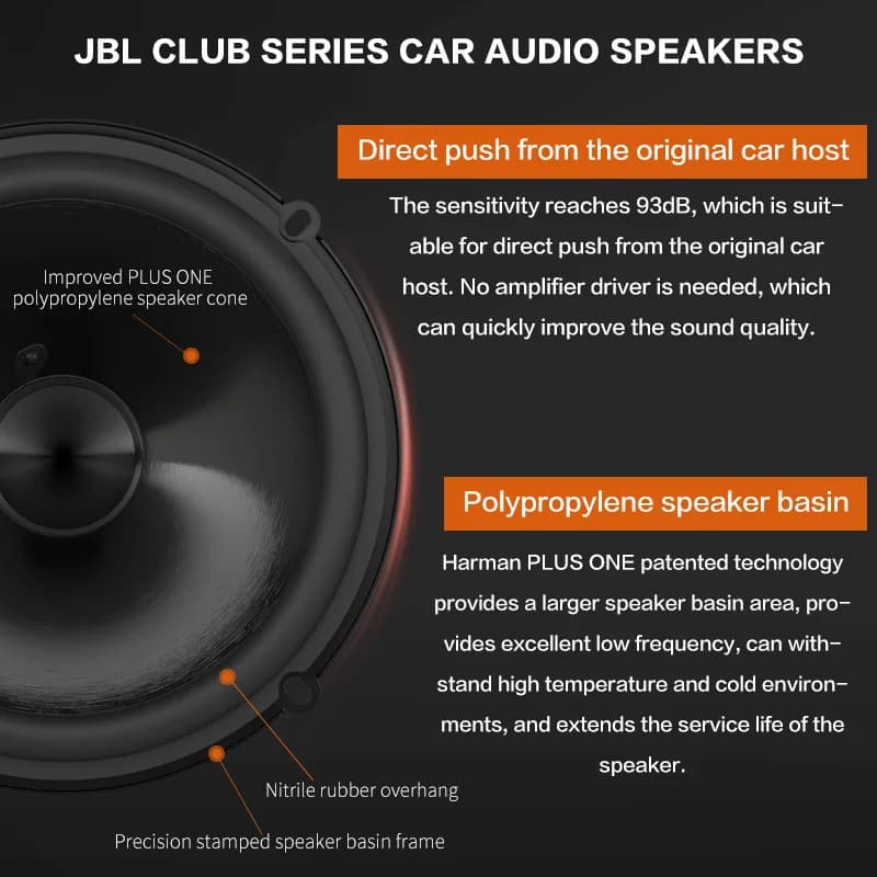 سماعة سيارة JBL، 6.5 بوصة، طاقة عالية، CLUB6500C، تريبل، ميد-سوب ووفر، سوب ووفر، ستيريو محيطي - 2