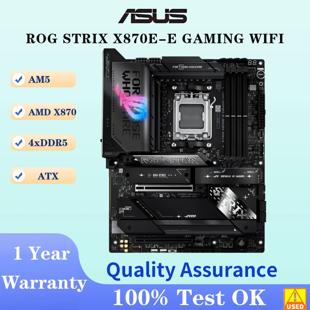 لوحة أم ASUS ROG STRIX X870E-E GAMING WIFI بمقبس AM5 ومعالج CPU وذاكرة DDR5 8400+(OC) وشريحة X870E بحجم ATX