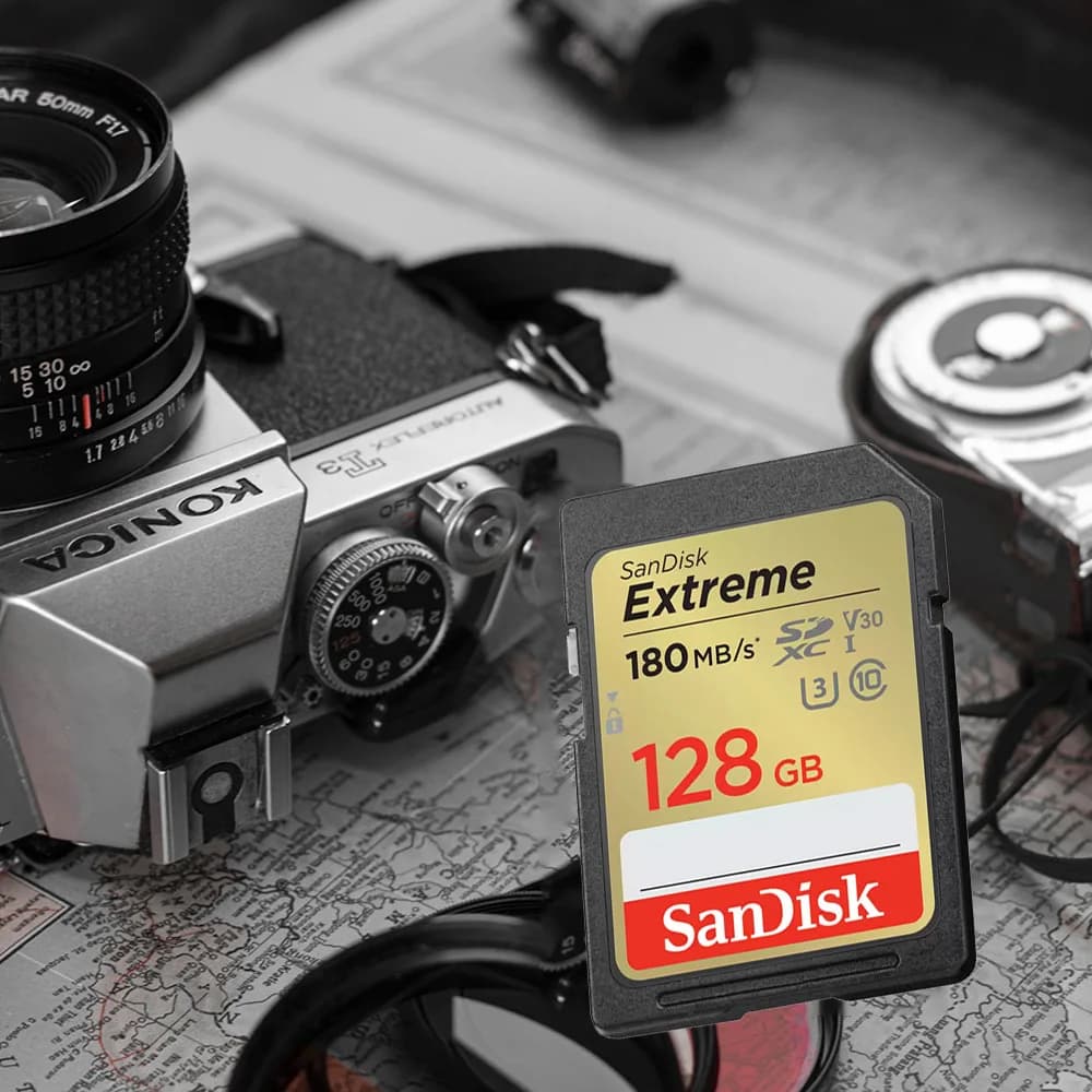 بطاقة ذاكرة SanDisk Extreme SD 4K UHD 32 جيجابايت SDHC 64 جيجابايت 128 جيجابايت 256 جيجابايت SDXC C10 U3 V30 حتى 180 ميجابايت/ثانية لكاميرا 1080p 3D Full HD - 2