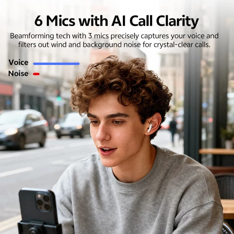 سماعات أذن QCY HT19 MeloBuds N60 هايبرد بإلغاء الضوضاء لاسلكية بلوتوث 6.0 LDAC صوت عالي الدقة درايفر مزدوج باس معزز 45 ساعة - 5