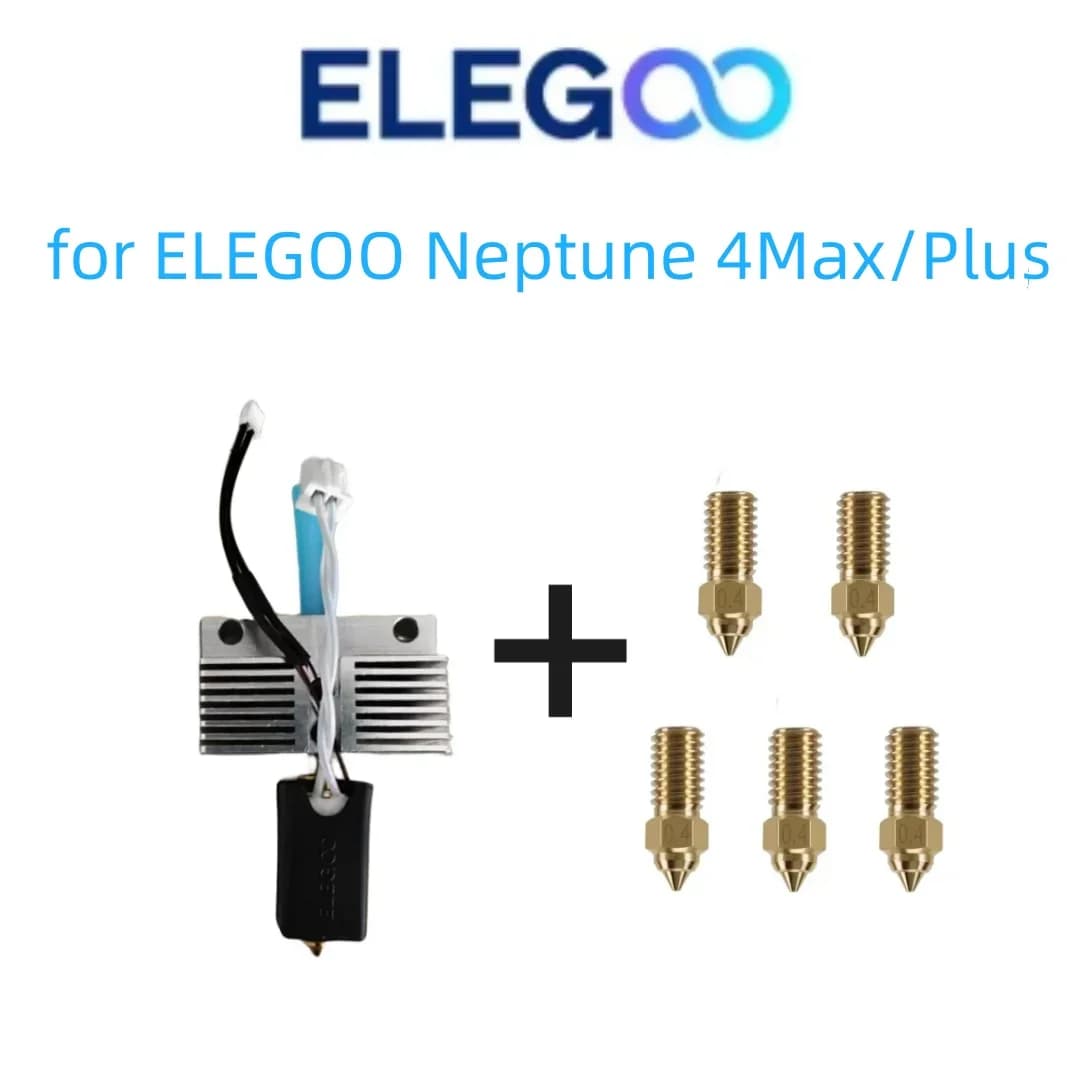 طابعة ELEGOO Neptune 4 ماكس/بلاس هوت إند ومجموعة 5 فوهات مجمعة بالكامل مع بكرة مزدوجة ومحرك دفع مباشر رسمية ثلاثية الأبعاد