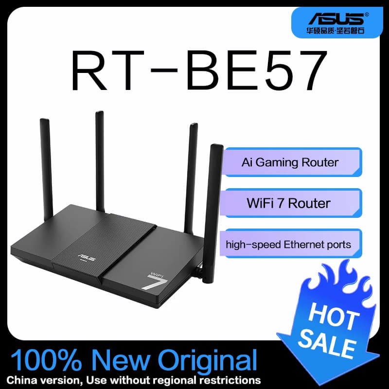 راوتر الألعاب ASUS RT-BE57 واي فاي 7، منفذ 2.5G، تسريع لاسلكي للألعاب، متوافق مع AiMesh