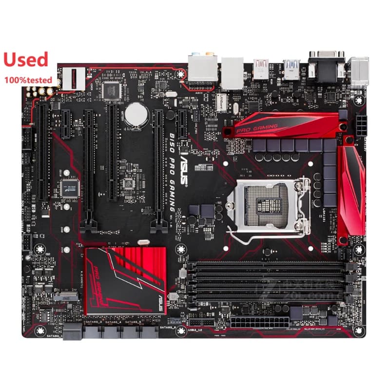 لوحة أم مستعملة ASUS B150 PRO GAMING، شريحة Intel B150، مقبس LGA 1151، 4 فتحات DDR4 DIMM، 64 جيجابايت، PCI-E 3.0، M.2 SATA3، VGA، HDMI، USB3.1، ATX