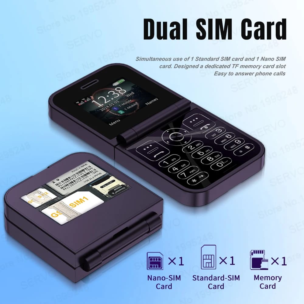 SERVO F15 Mini Small Flip Mobile Phone 2 SIM Standby Speed Dial Magic Voice Flashlight Call Recording 2G GSM Cute Fold Cellphone - 5