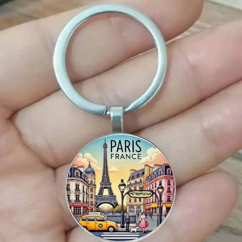 Paris French Keychain - Suitable for keys, bags, cars - Ideal gift for birthdays, holidays, travel enthusiasts, Paris souvenirs,