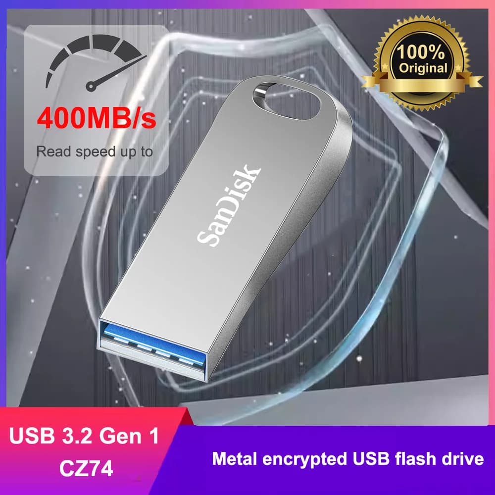 SanDisk أصلي 100% Ultra Luxe USB 3.2 فلاش درايف 32 جيجابايت 64 جيجابايت 128 جيجابايت 256 جيجابايت ذاكرة محمولة غطاء معدني كامل
