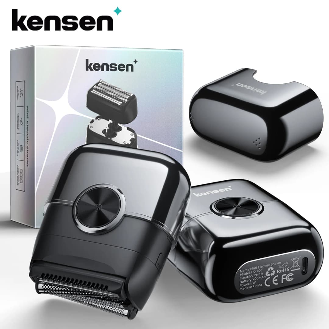 ماكينة حلاقة كهربائية KENSEN S26 للرجال بشفرات عائمة 4D مقاومة للماء 8000 لفة/دقيقة، أداة تشذيب اللحية محمولة صغيرة
