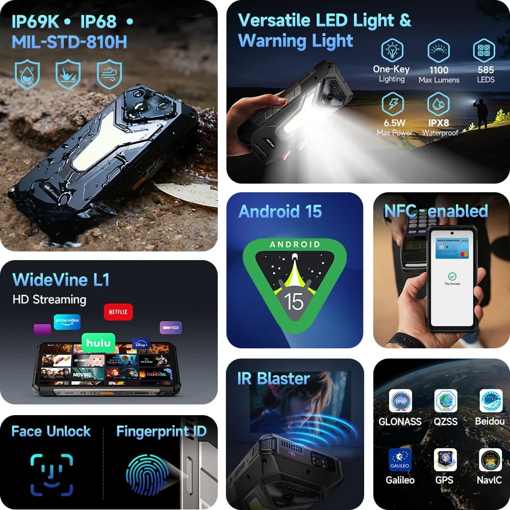 【عرض عالمي】 هاتف Ulefone Armor 34 5G AI متين ببطارية 25500 مللي أمبير وذاكرة تصل إلى 32 جيجابايت + 512 جيجابايت وشاشة 120 هرتز و6.95 بوصة وNFC بنظام أندرويد 15 - 3
