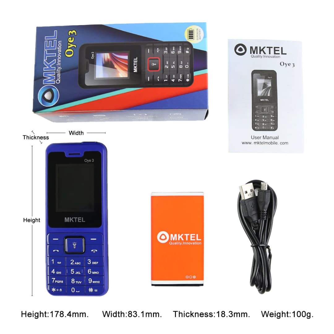 MKTEL OYE 3 Feature Phone 1.77inch Display 1800mAh Dual SIM Dual Standby MP3 MP4 FM Radio with Strong Torch Senior Phone - 6