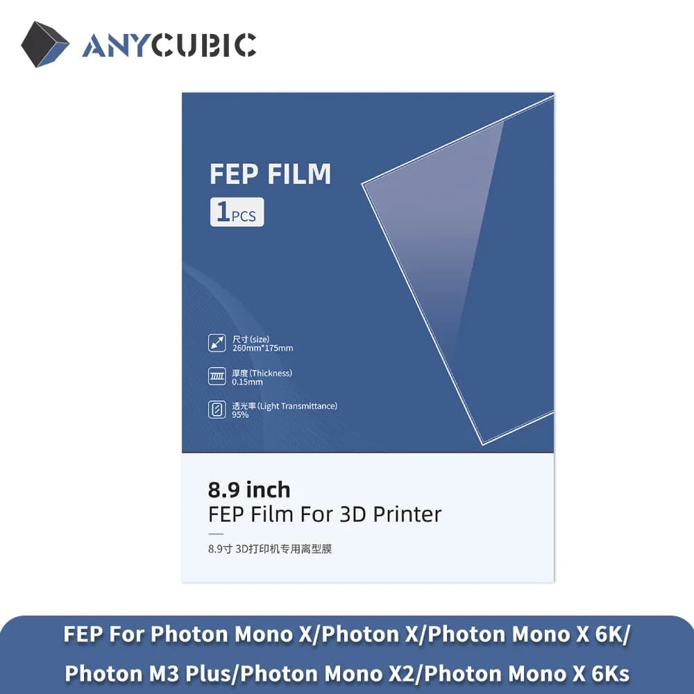 فيلم FEP من ANYCUBIC لطابعة Photon Mono X، Photon X، Photon Mono X 6K، Photon Mono X 6KS، Photon M3 Plus، Photon Mono X2 ثلاثية الأبعاد