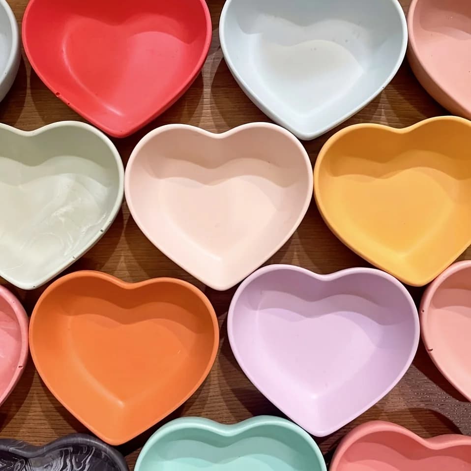 Concrete Stripe Storage Tank Silicone Mold DIY Heart shaped Disc Elliptical Tray Gypsum Cement Resin Mold - 3