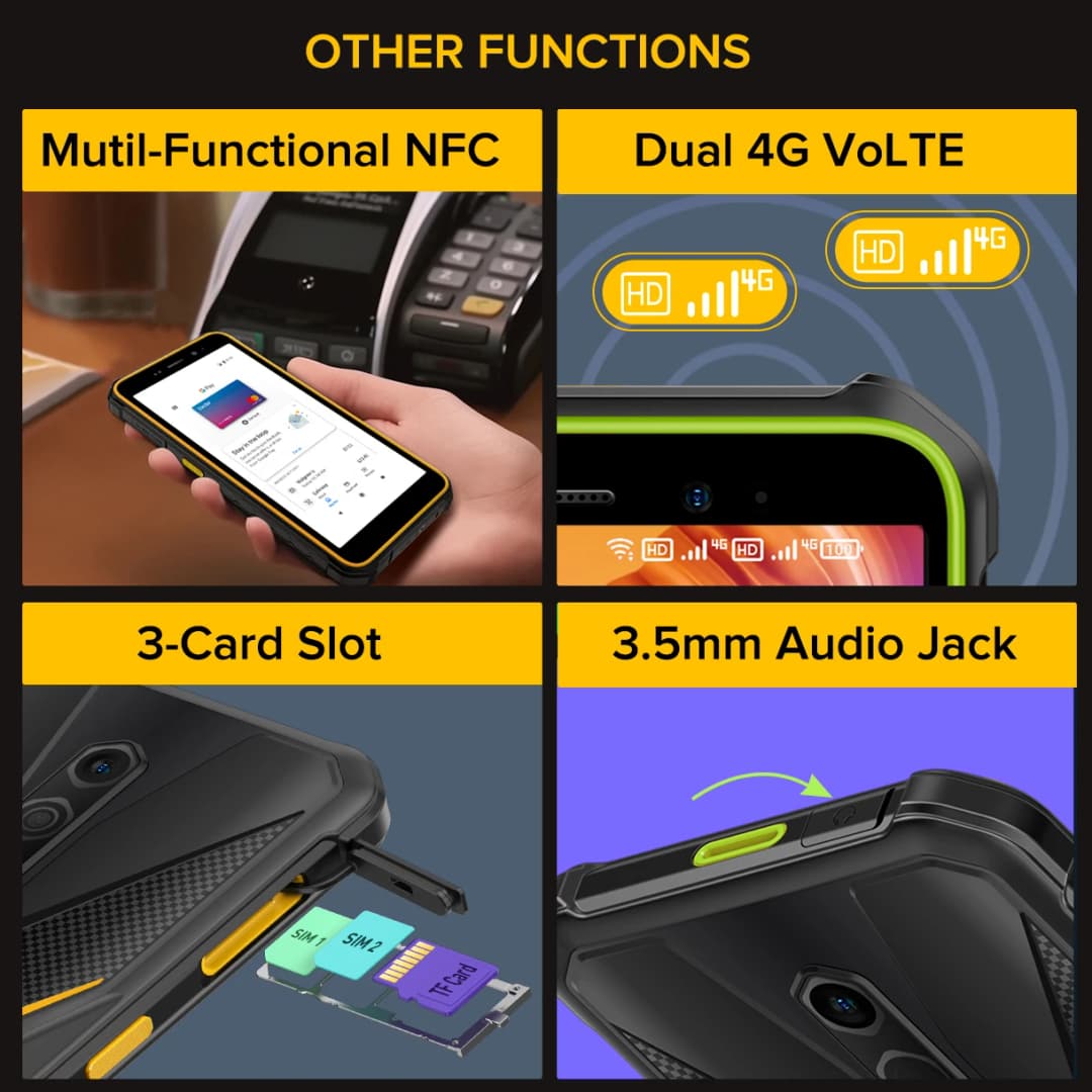 Ulefone Armor X12 Pro，Android 13 ，Up to 8GB+64GB ，4860mAh，13MP 5.45"4G NFC， Global Version，Dual 4G VoLTE，3-Card Slot - 4