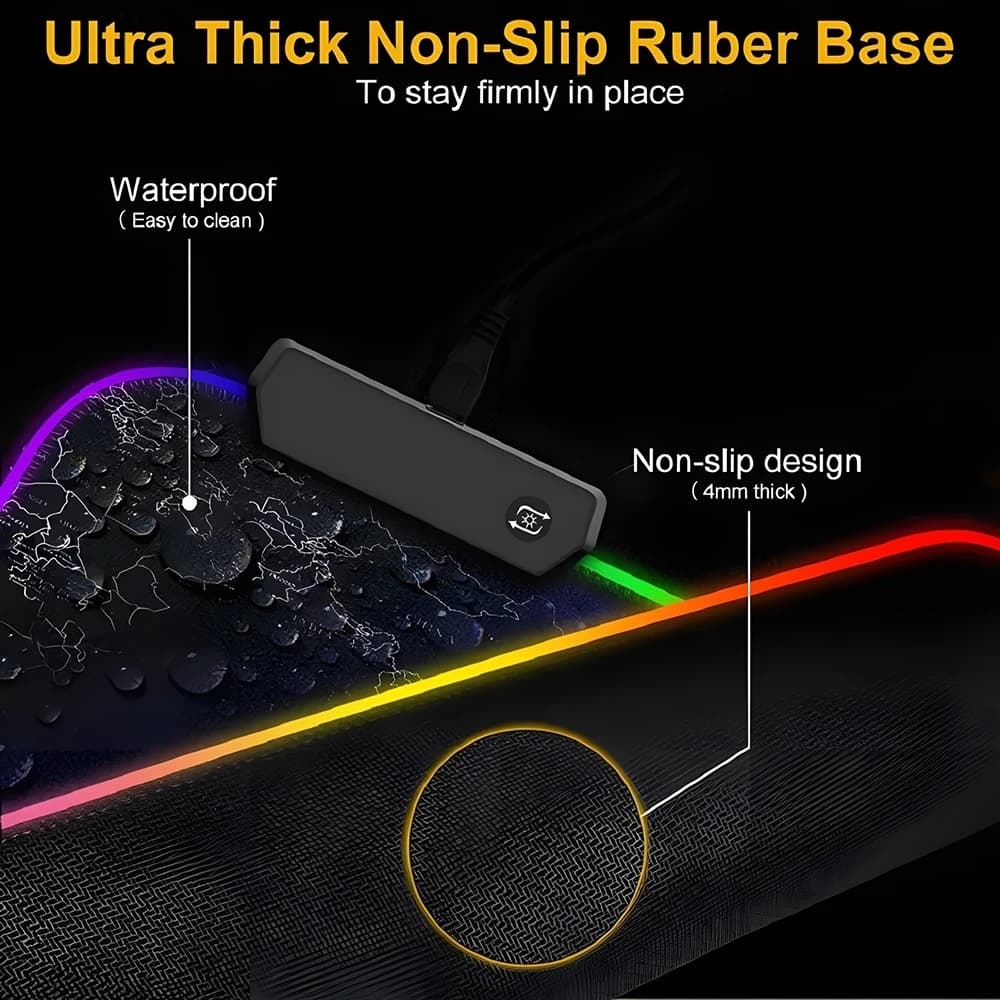 لوحة ماوس Razer XXL RGB إكسسوارات ألعاب HD للاعبين كبيرة إضاءة LED لوحات ماوس سجادة كمبيوتر شخصي مع إضاءة خلفية - 2