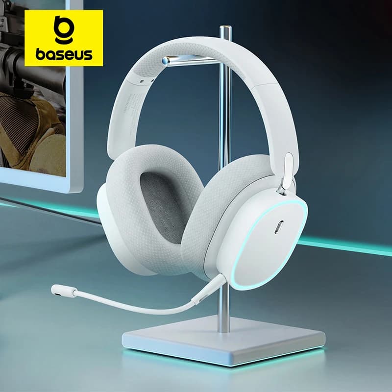 سماعات رأس للألعاب اللاسلكية Baseus GH02 مع ميكروفون سماعات بلوتوث 5.3 مشغل 40 مم 2.4G/لاسلكي/كابل سماعات رأس RGB