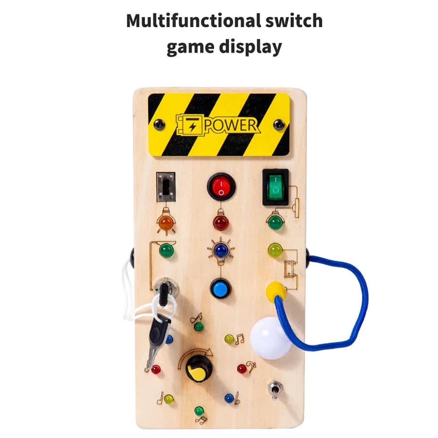 Montessori Busy Board Sensory Toys Wooden With LED Light Switch Control Board Travel Activities Children Games For 2-4 Years Old - 4