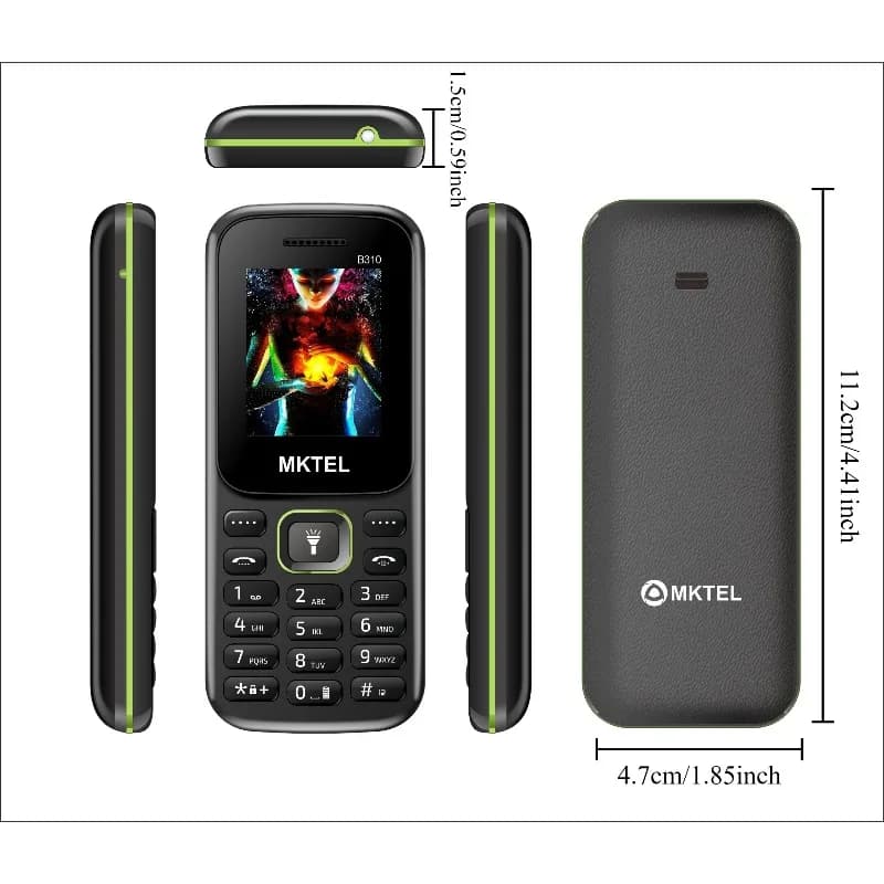 هاتف B310 بشاشة 1.77 بوصة، هاتف ذو شريحتين، معالج SC6531E، بلوتوث، راديو FM، مشغل MP3، كشاف، بطارية 800mAh، هاتف أساسي مفتوح - 6