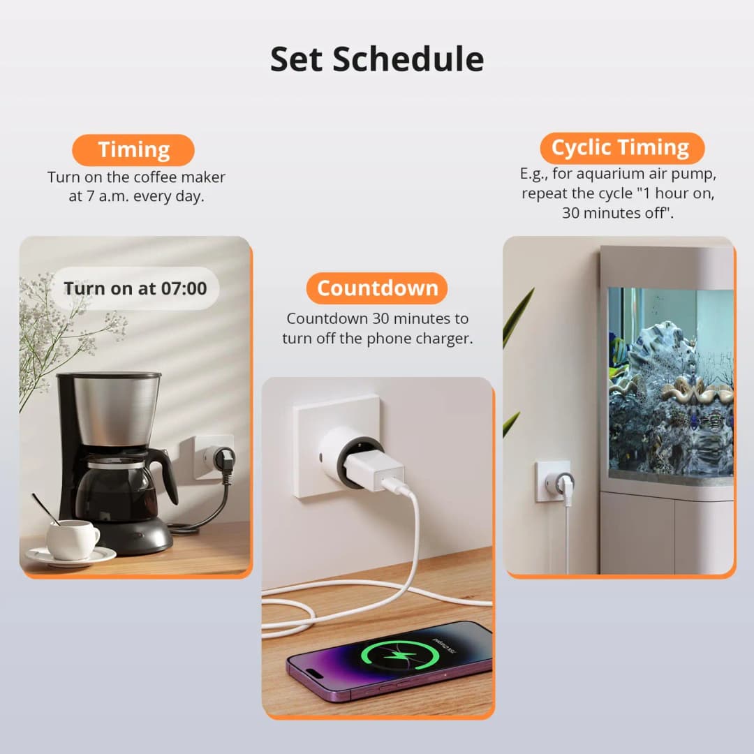 SONOFF S60  EU/UK مقبس ذكي واي فاي مع مخرج مراقبة الطاقة  مقبس ذكي حماية من التحميل الزائد مؤقت لأليكسا جوجل هوم أليس - 5