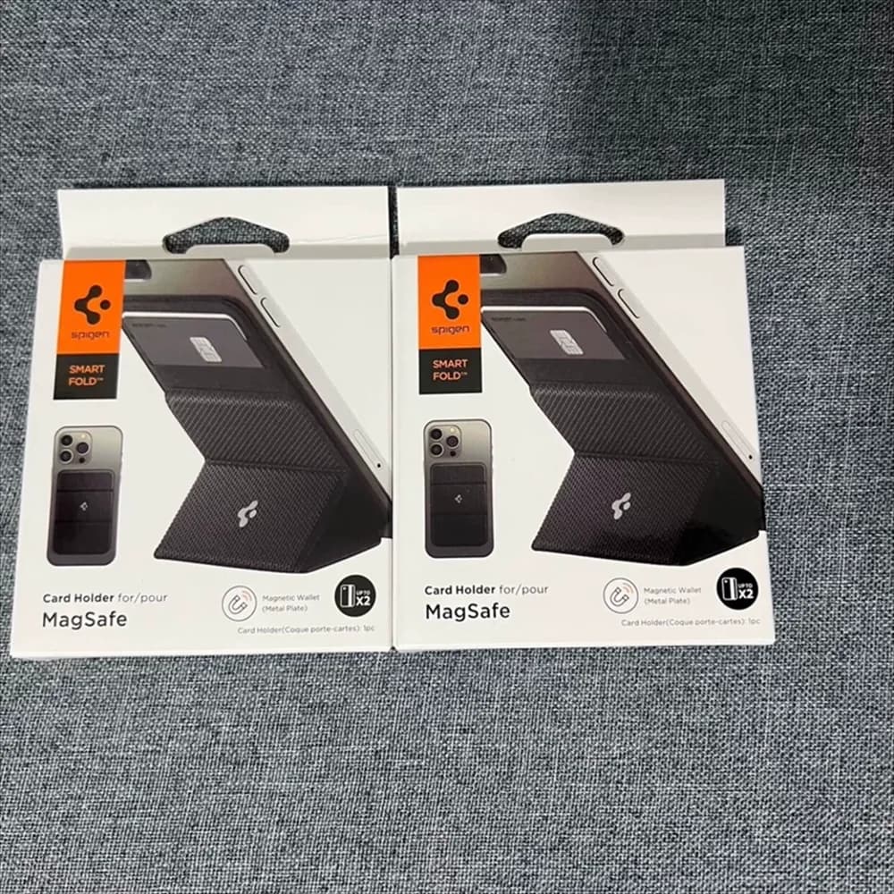 Original Spigen Leather Fold Magnetic Matte Wallet Card Holder For Magsafe Card Bracket For iPhone 17 16 15 14 13 Pro Max Air