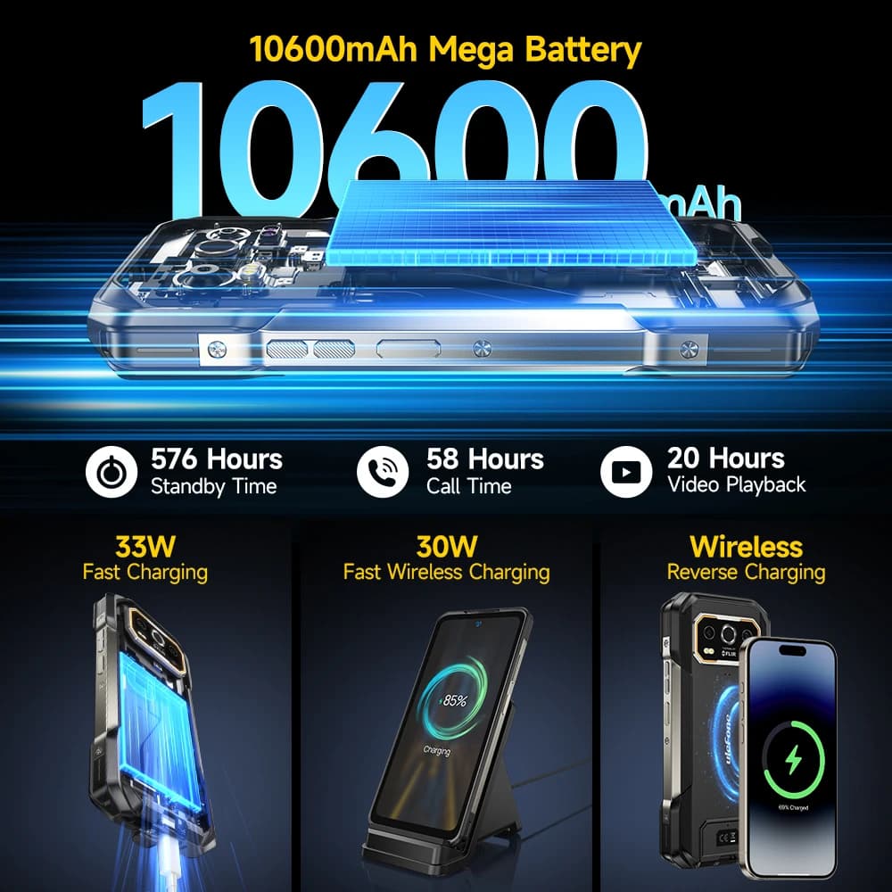 هاتف Ulefone Armor 27T Pro 5G المتين بطارية 10600 مللي أمبير أندرويد 14 كاميرا ليلية 50 ميجابكسل+64 ميجابكسل شاشة 6.78 بوصة 120 هرتز ذاكرة 24 جيجابايت+256 جيجابايت NFC - 2