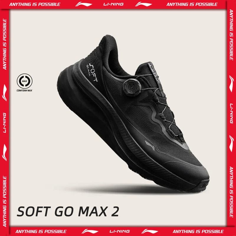 أحذية مشي لي نينغ للجنسين SOFT GO MAX 2 COMFOAM سهلة الارتداء بكعب سميك للرجال والنساء أحذية رياضية أنيقة وكاجوال AGLV001