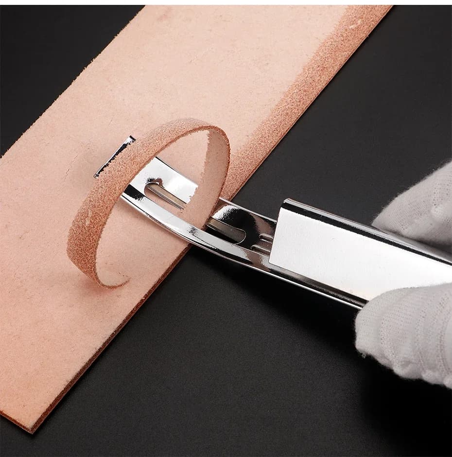 1Set Metal Leather Safety Beveler DIY Cutting Tool Kits with 3Pcs Replacement Skiver Blade,  Thinning Leather Craft-Black/Silver