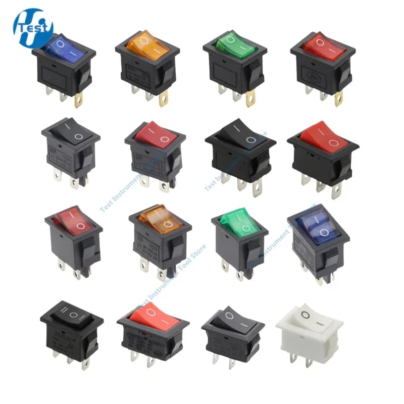 مفتاح روكر KCD1 للسيارة والقارب 6A/10A 250V/125V تيار متردد تشغيل/إيقاف مع إضاءة LED 220V