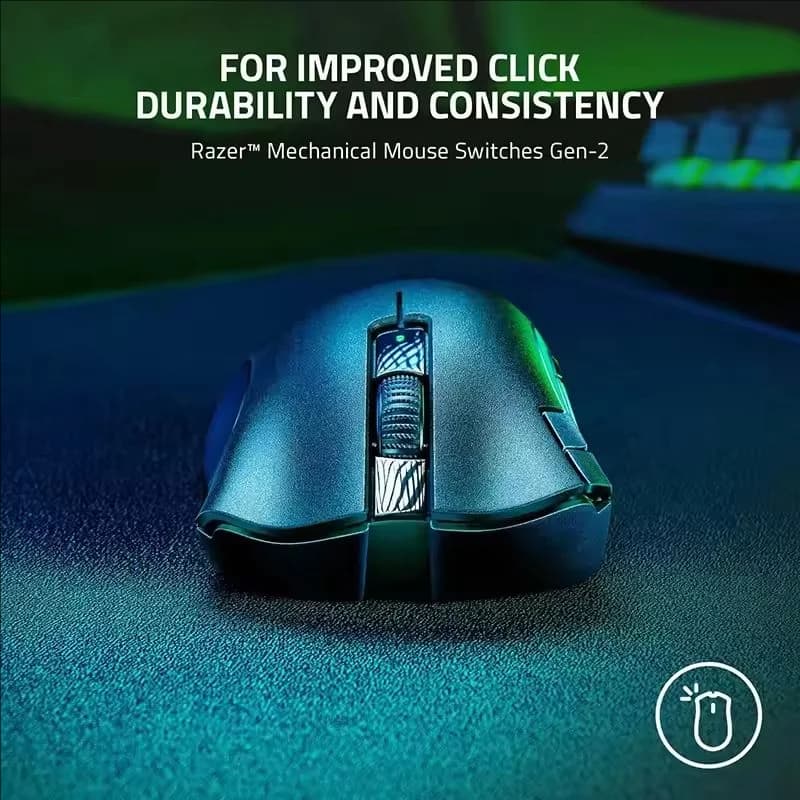 ماوس الألعاب اللاسلكي Razer DeathAdder V2 X HyperSpeed مع 7 أزرار قابلة للبرمجة من الجيل الثاني ومفتاح ميكانيكي 5G وحساس بصري 14K DPI - 2