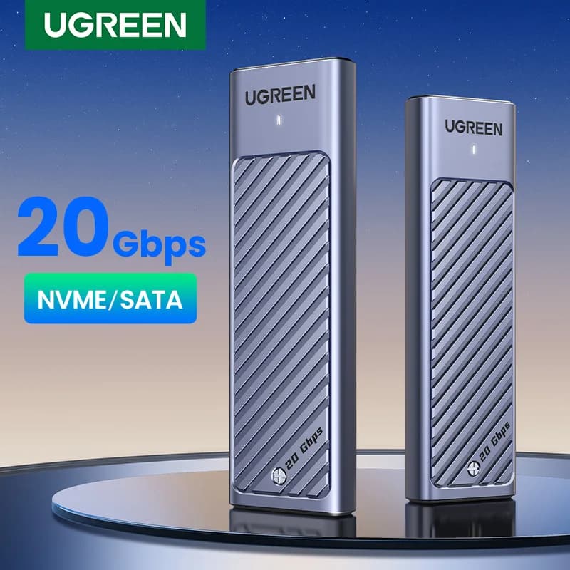 يوجرين M2 إس إس دي كيس M.2 إن في إم إي ساتا إس إس دي إنكلوزر أدابتر 20 جيجابت في الثانية يو إس بي 3.2 جين2 يو إس بي سي إنكلوزر خارجي يدعم مفاتيح إم و بي آند إم