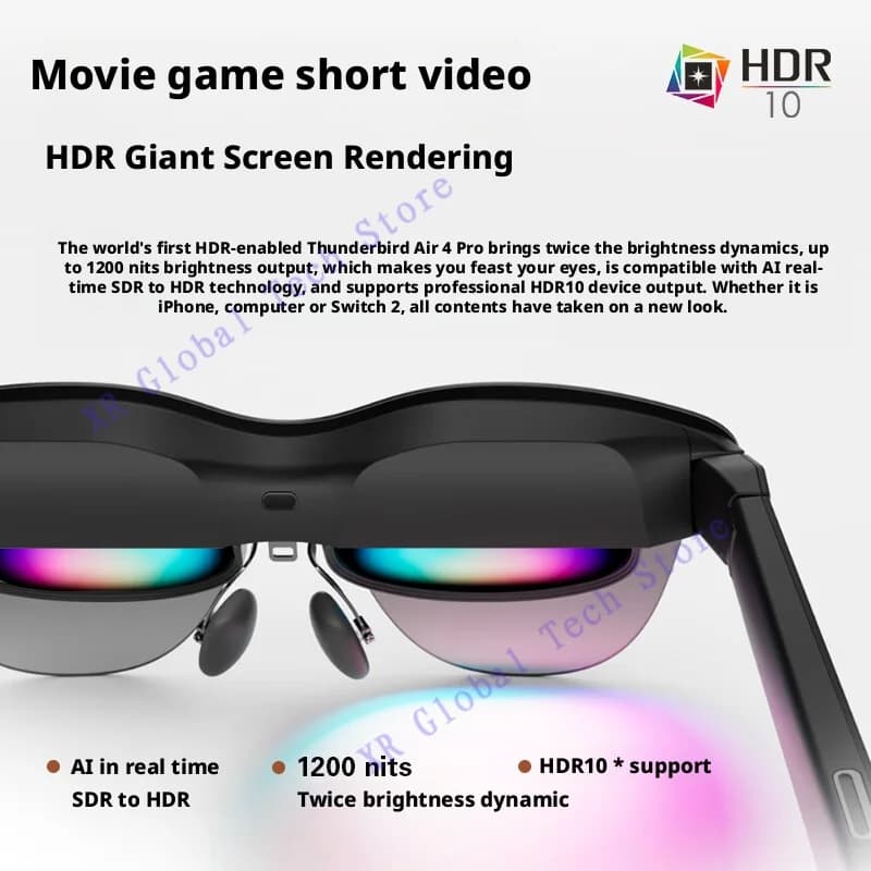 نظارات RayNeo Air 4 Pro الذكية للواقع المعزز، تدعم HDR10، 3840 هرتز، 4 مكبرات صوت، 1200 شمعة، شاشة Micro-OLED مزدوجة الطبقات، أوضح - 2