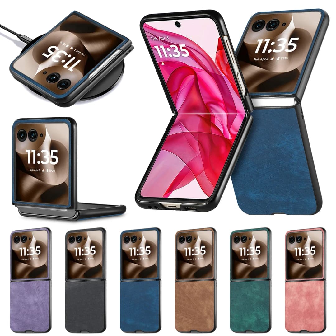 Motorola Razr 60 50 40 Ultra Retro Leather Phone Case - Shockproof Fall Prevention Cover for Moto Razr 60 50 40 Models - 6