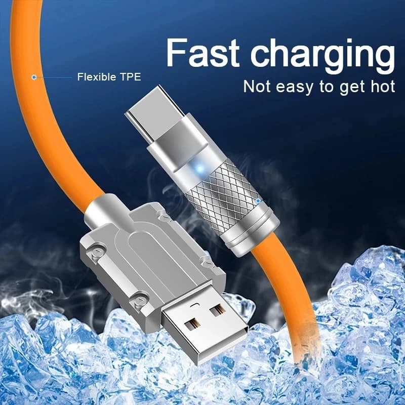 3PCS 120W Super Fast Charge Type-C Liquid Silicone Cable Quick Charge USB C Lines For Xiaomi Huawei Samsung USB Phone Data Wire - 3