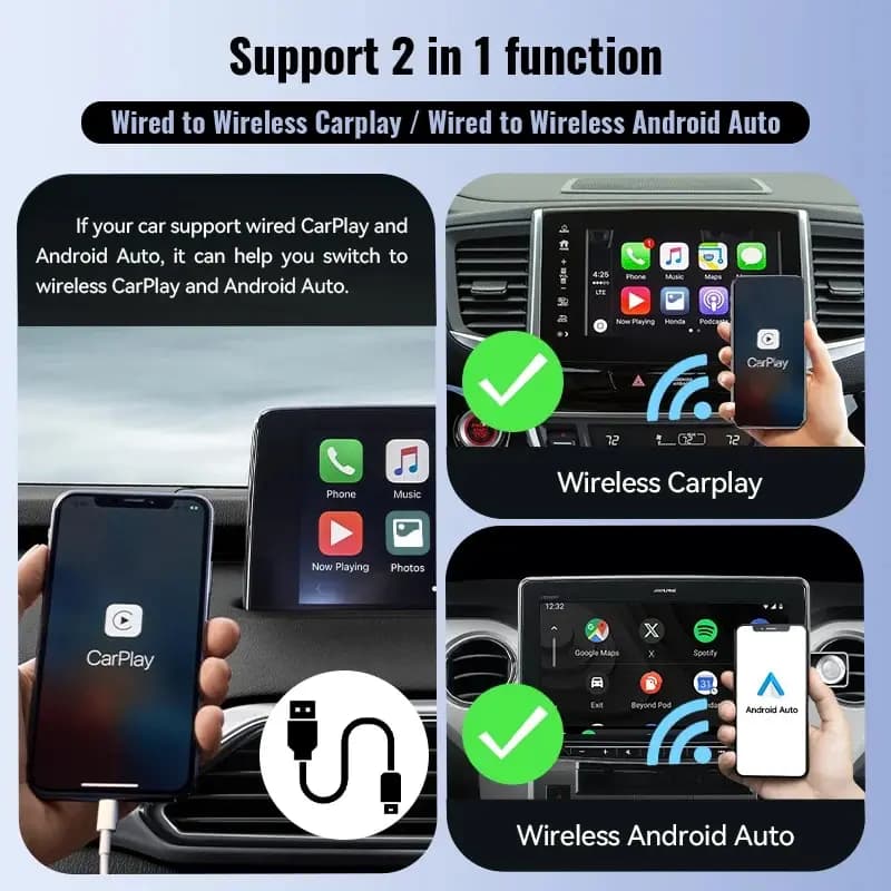 محول XUDA الجديد اللاسلكي CarPlay Android Auto صندوق صغير ذكي تشغيل فوري واي فاي اتصال سريع عالمي لسيارات نيسان - 4