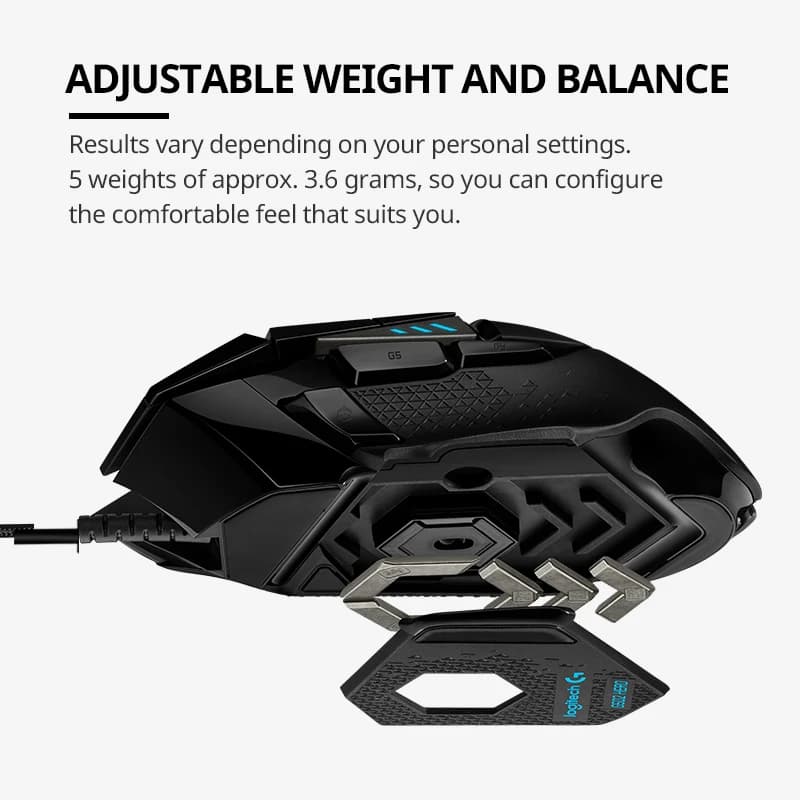 ماوس الألعاب عالي الأداء لوجيتك G502 HERO، HERO 25K، 25,600 DPI، 11 زر قابل للبرمجة، إصدار الرياضات الإلكترونية - 3